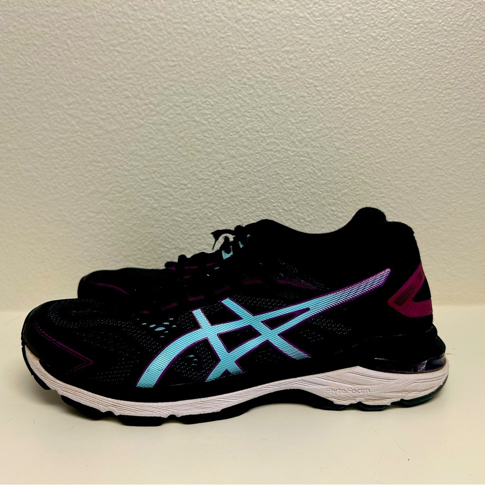 Asics Womens GT 2000 7 1012A146 Black Running Shoes Sneakers Size 8 Wide